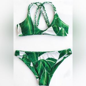Cupshe Green Leaf Print Bikini